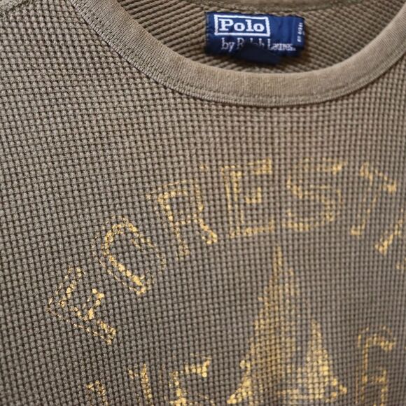 Polo by Ralph Lauren Faded Forestry Graphic Classic Green Crewneck Thermal Shirt - Picture 5 of 10